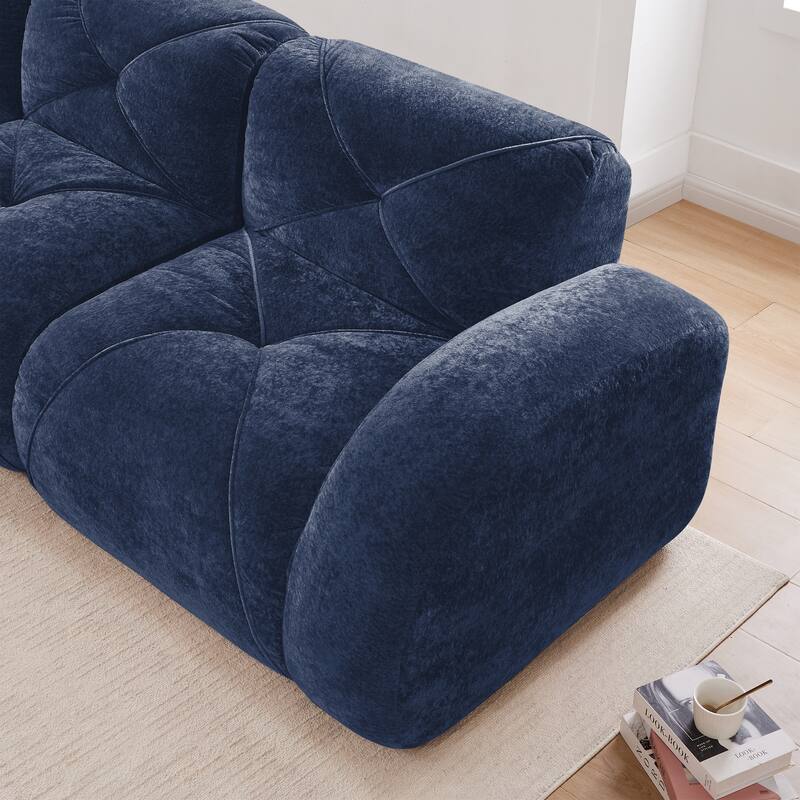Roomfitters 2-Seater Tufted Velvet Sofa, No Assembly Boneless Cloud Couch with 32D High-Density Sponge