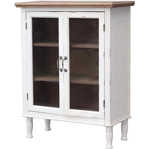 Accent Wood Farmhouse Storage with 2 Glass Doors Bed Bath & Beyond 34735786