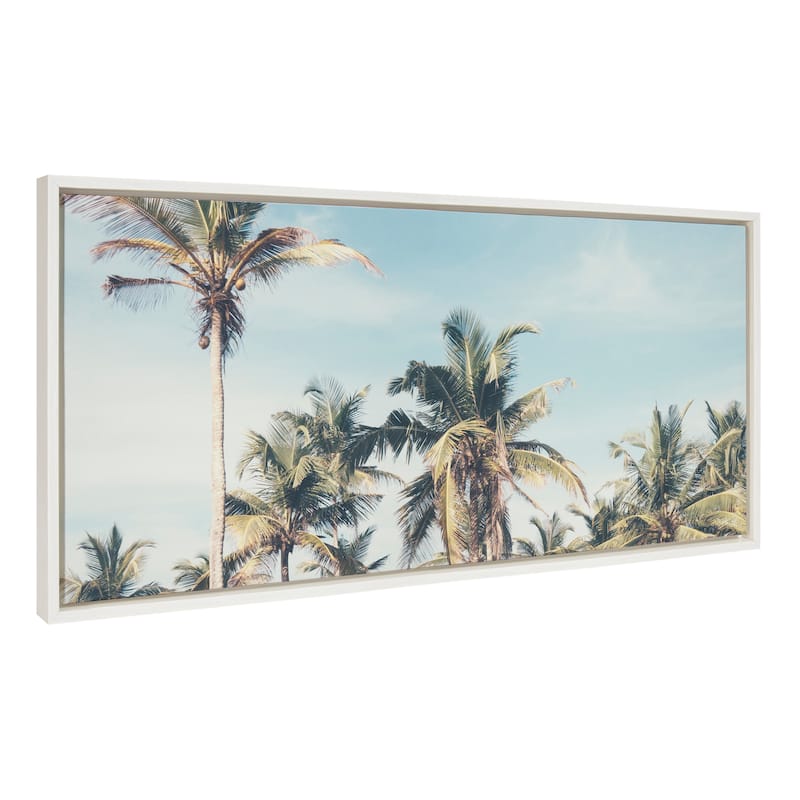 Kate and Laurel Sylvie Coco Palm Frame Canvas by Creative Bunch Studio - White