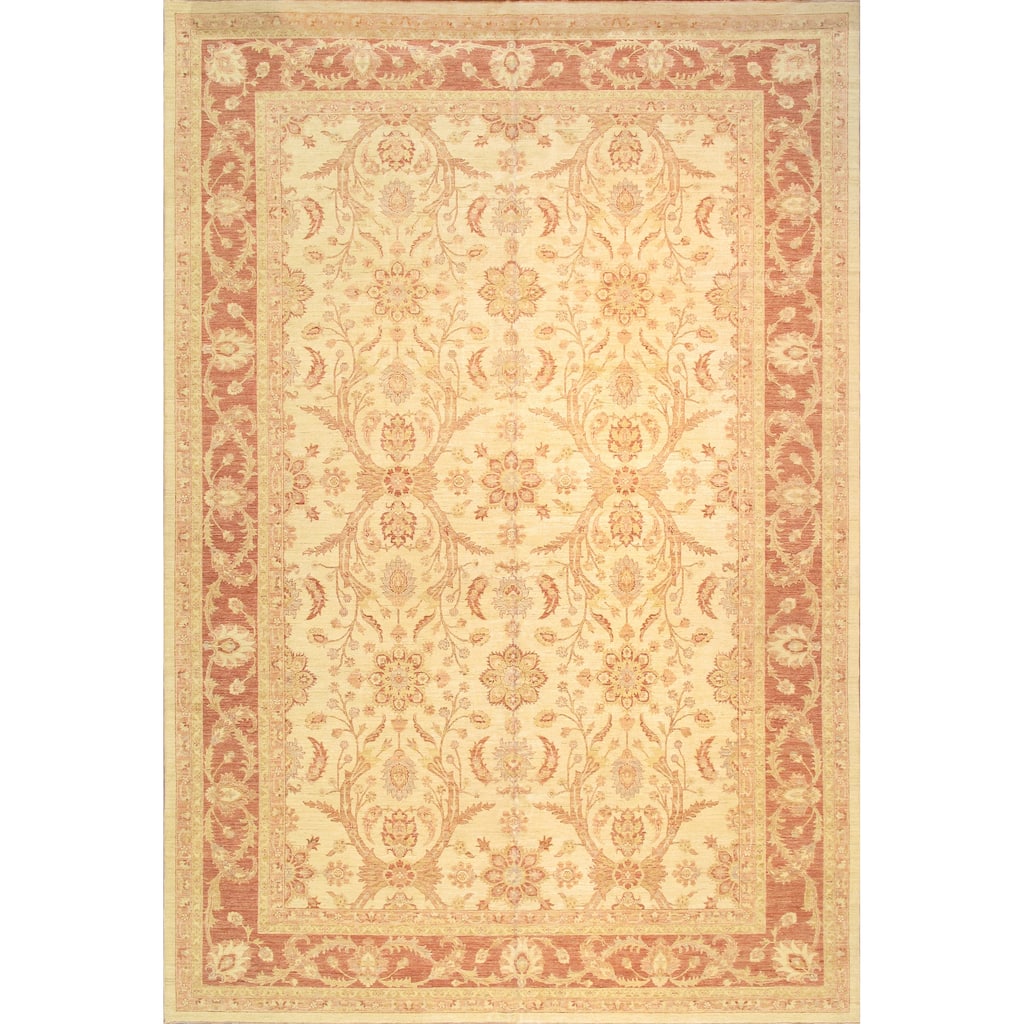 Pasargad Home Ferehan Hand-Knotted Beige Wool Area Rug