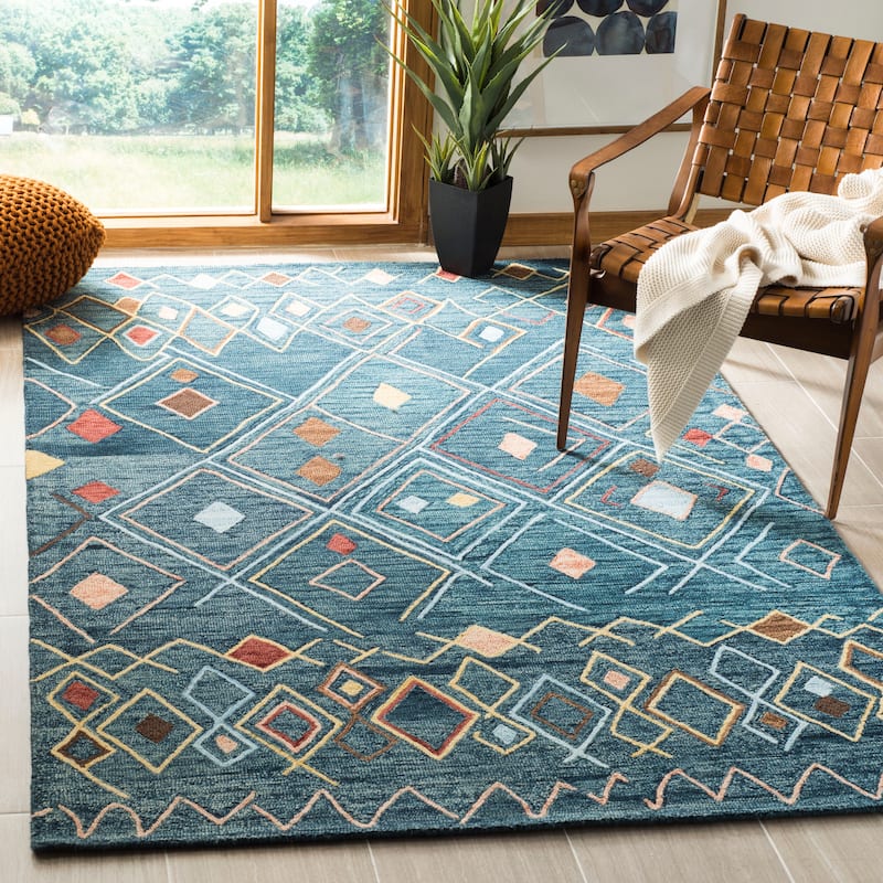 SAFAVIEH Handmade Suzani Shameena Boho Tribal Wool Rug - 5' x 8' - Dark Blue/Multi
