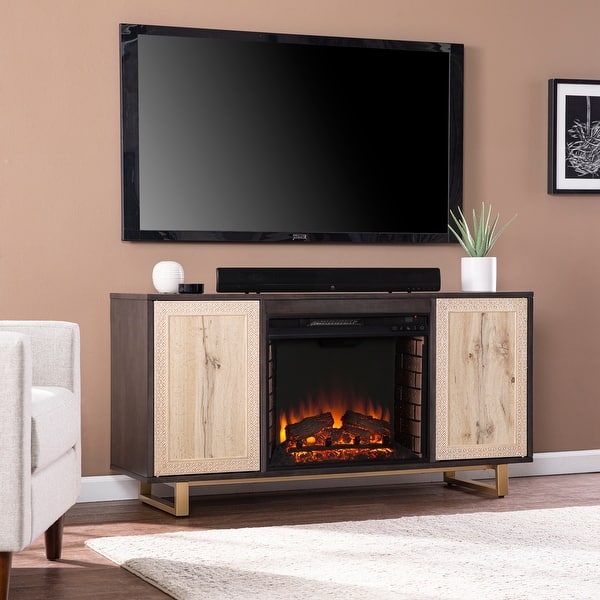 slide 2 of 9, SEI Furniture Willington Electric Media Fireplace w/ Carved Details