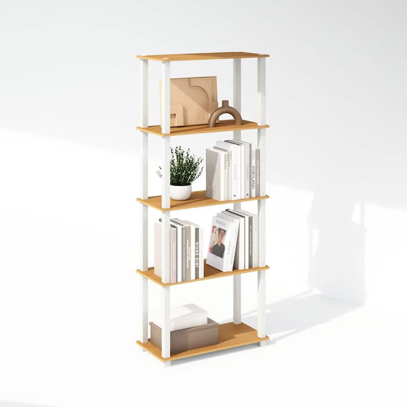 3 Tiers Wood Household Shelving Unit in Beech/White (23.6 in. W x 29.5 in. H x 11.4 in. D), Set of 2 - 23.6