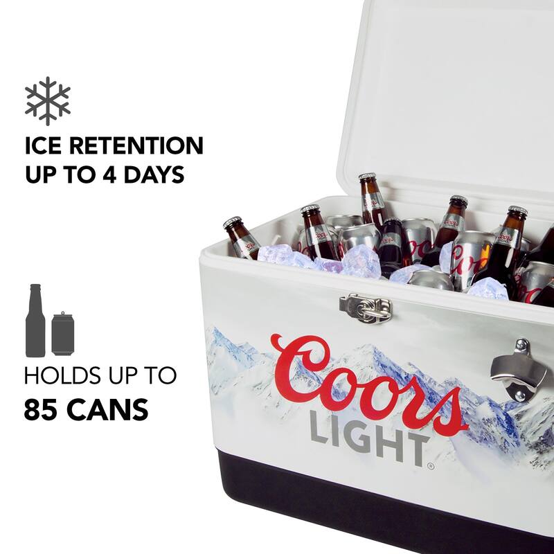 Coors Light Ice Chest Cooler with Bottle Opener, 51L (54 qt), 85 Cans