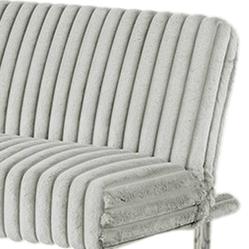 Hini Fold Out Futon Sofa Bed, Light Gray, Modern Chrome Metal Legs
