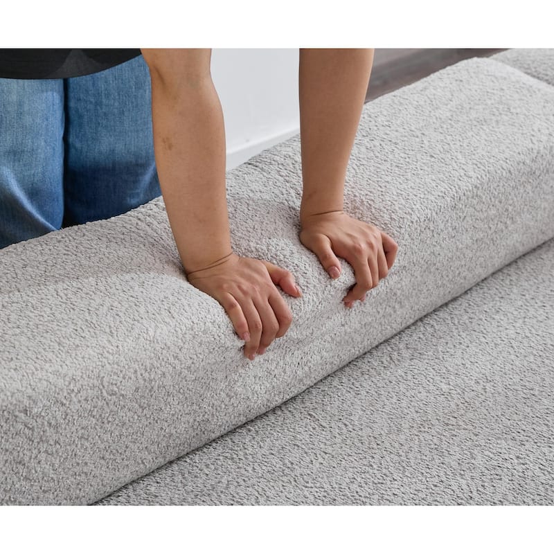 Oversized Gray Upholstered 4 Seater Modular Curved Sofa for Living Room