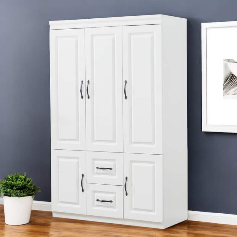 HomeRoots 74" White Five Door Two Drawer Combo Dresser - White - 2-drawer