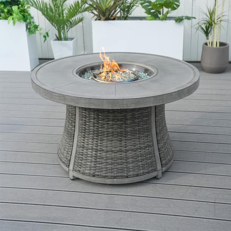 Patio Wicker Delicate and Exquisite Round Firepit Table - Grey