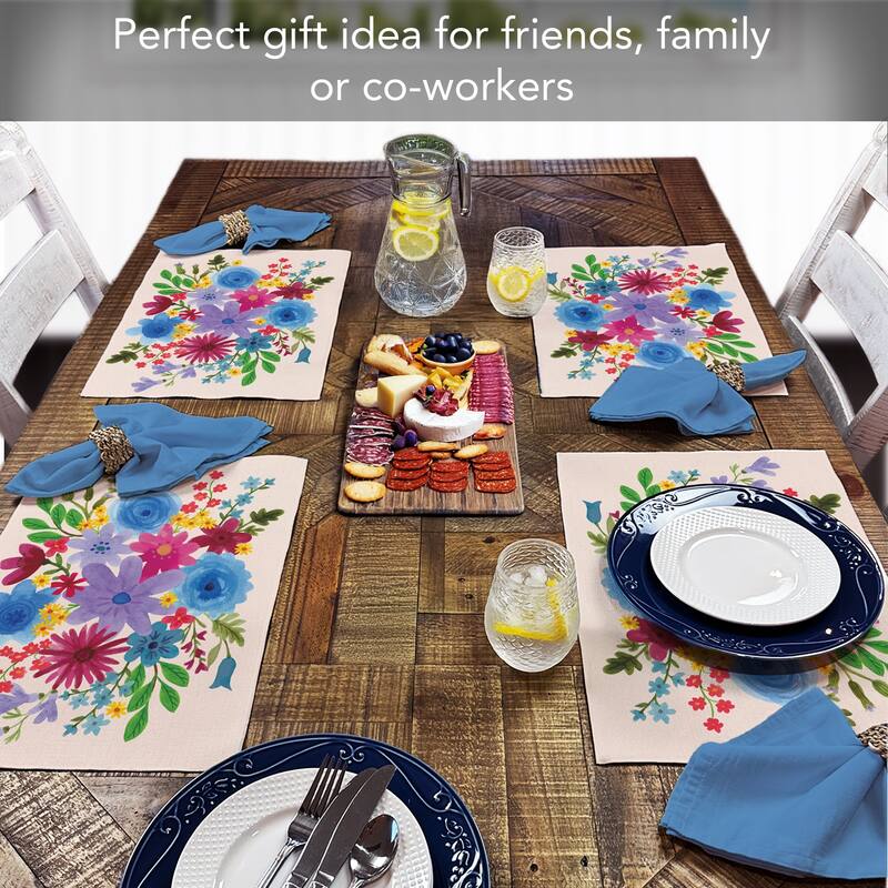 4-Pack Poly-Cotton Blend Placemats Manufactured in The USA Machine Washable Dryer Safe