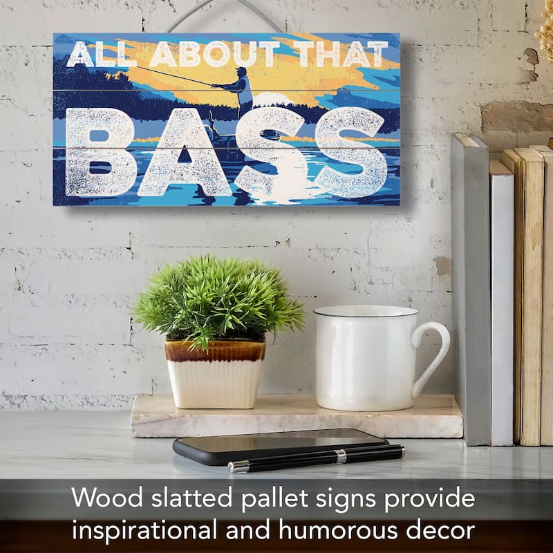 That Bass Decorative Slatted Pallet Wood Sign 12" by 6" Made in the USA - Multi