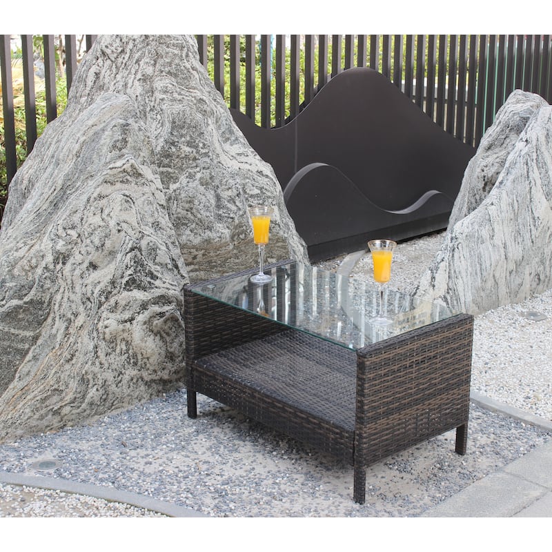 Coffee Table with Clear Tempered Glass