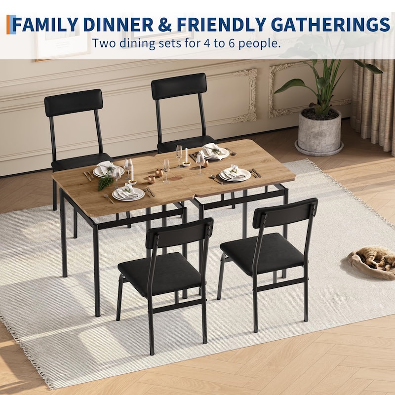 3 Piece Dining Table Set, with 2 PU Upholstered Chair