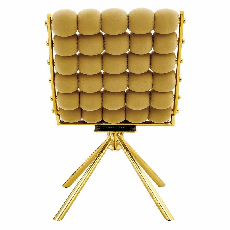 Set of 2 Puffy Bubble Velvet Dining Chairs with Ball Chain Detail