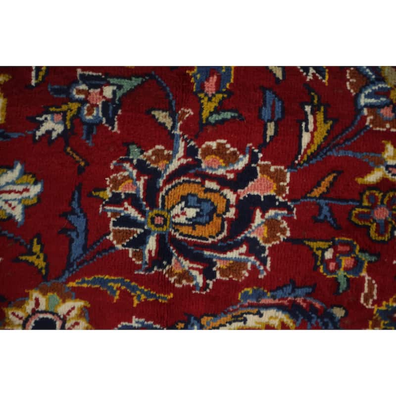 Hand Knotted Oriental 100% Wool Carpet Traditional Floral Red Kashan Area Rug - 12' 6'' X 8' 6''