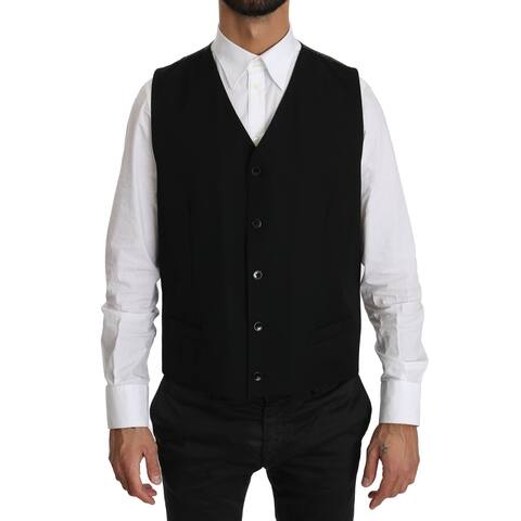 Dolce & Gabbana Black Waistcoat Formal Gilet Wool Men's Vest - it52-xl