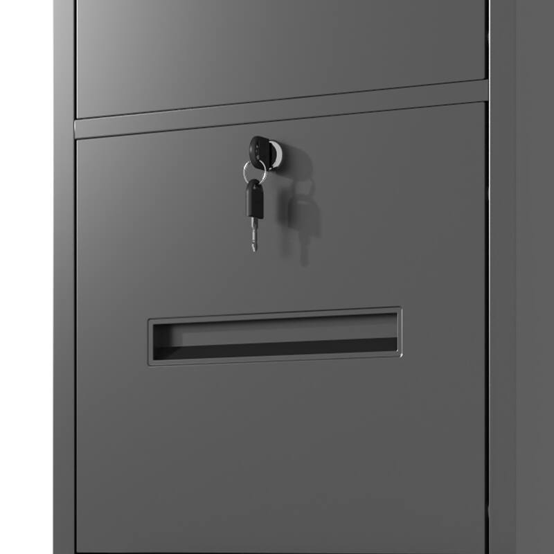 Modern 4-Drawer Vertical Black Filing Cabinet with Locking, Silent Slides and Adjustable Hanging Rod, for Home Office