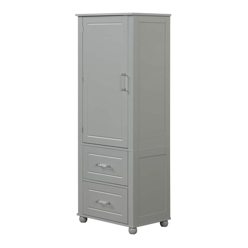 Tall Bathroom Storage Cabinet,Freestanding Storage Cabinet with Two Drawers and Adjustable Shelf,MDF Board with Painted Finish