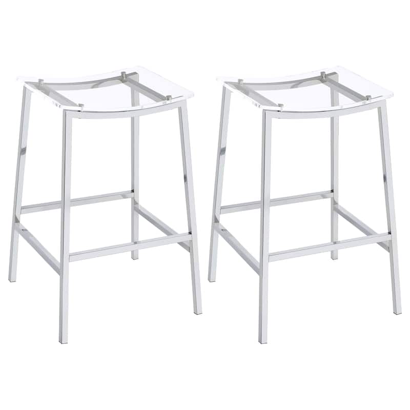 Jovani Acrylic Backless Stool Chrome (Set of 2)