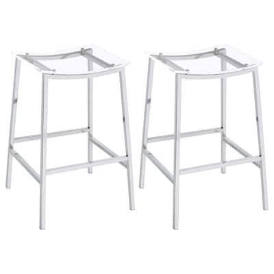 Jovani Acrylic Backless Stool Chrome (Set of 2)
