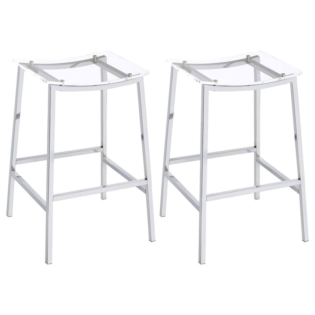 Jovani Acrylic Backless Stool Chrome (Set of 2)