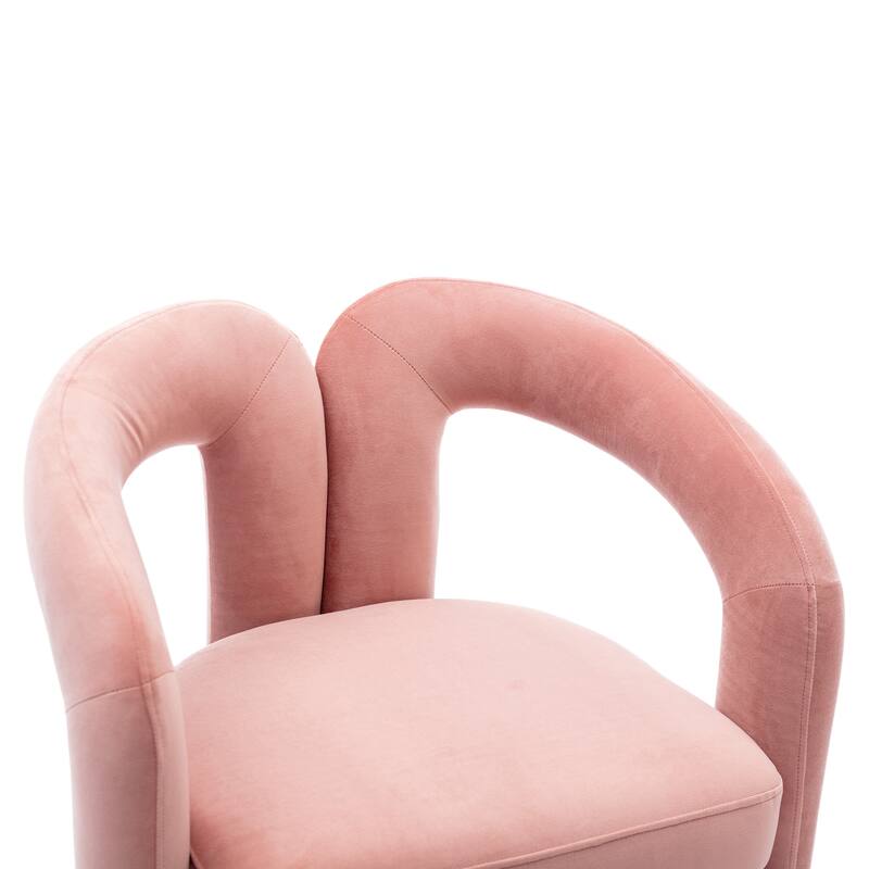 Pink Modern 25.2" Upholstered Accent Chair with Curved Circular Backrest and High-Density Foam (Set of 2)