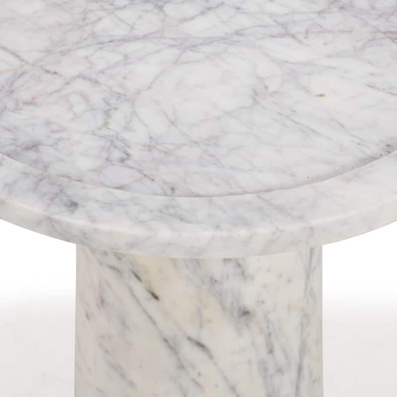 Marble Top Round Pedestal End Table - 24" - White