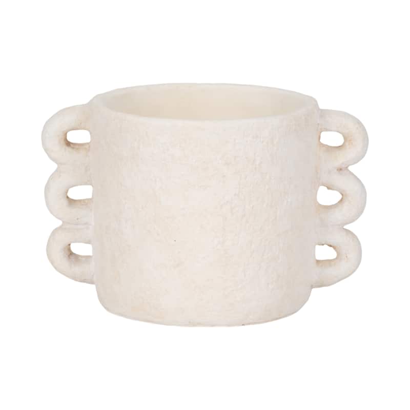 Pottery and Cement Planter Multi-Loop Handle Design Contemporary