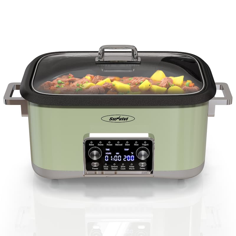 12-in-1 Digital Programmable Slow Cooker, 8 Quart Multi-Cooker - Green