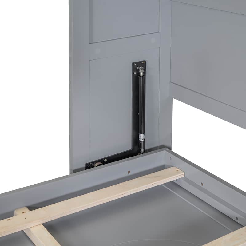 Murphy Bed Cabinet Bed with Circular Carving Pattern and Built-in Charging Station for a Multi-use Guest Room, Home Office