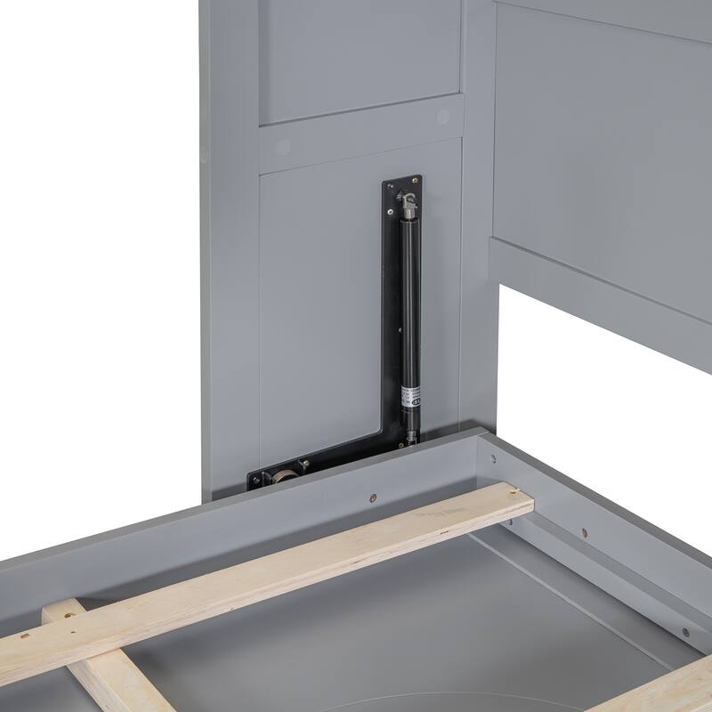 Queen Size Foldable Wall Bed with Space-Saving Cabinet, Gray