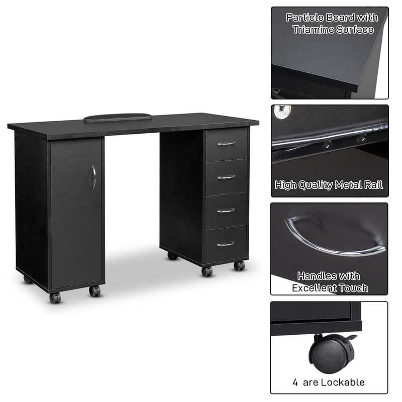 Double Edged Manicure Nail Table Computer Desk with Drawer