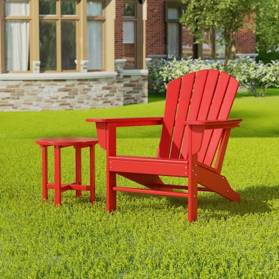Polytrends Altura Outdoor Eco-Friendly All Weather Adirondack Chair with Side Table (2-Piece Set)