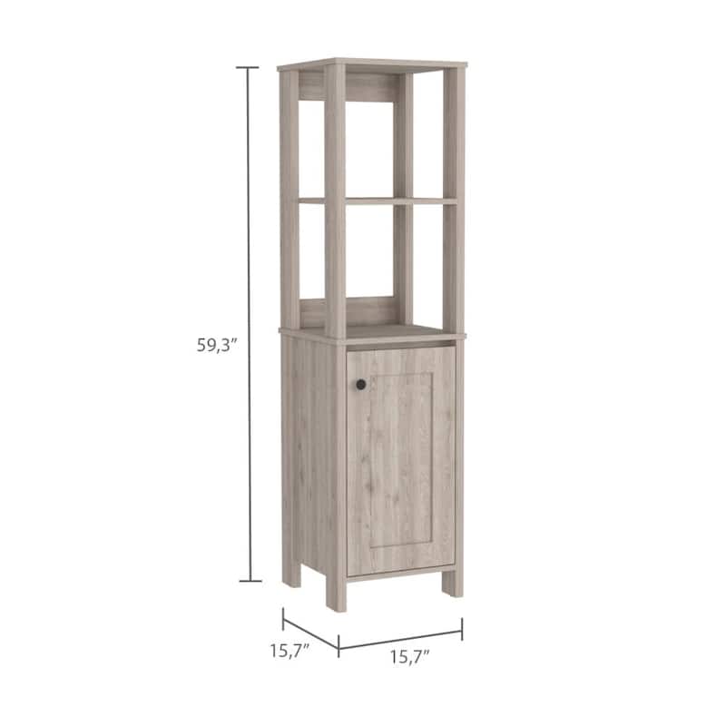 Linen Cabinet With Two Open Shelves And Single Door