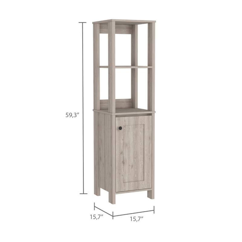 TUHOME St. Clair Linen Cabinet with 2 Interior Shelves, 2 Open Shelves, and Single Door