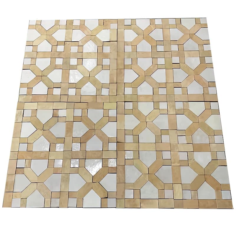 Contemporary Zellige Panels, 12" X 12" X 1/2", Unglazed with Off-White