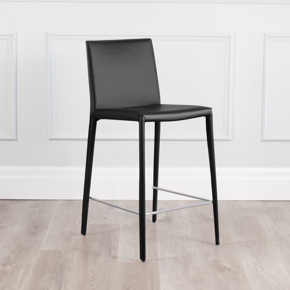 Prima Modern Leather & Metal Counter Stool - Contract Grade