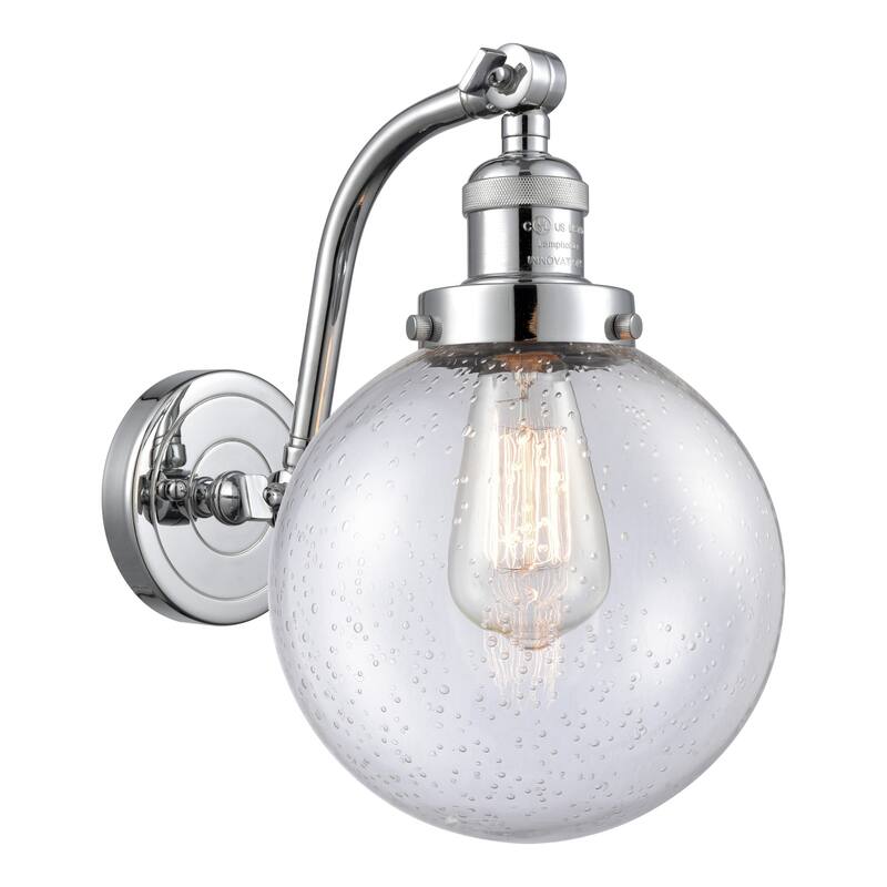 Innovations Lighting Beacon Single Light 8" Wide Wall Sconce - Polished Chrome / Seedy