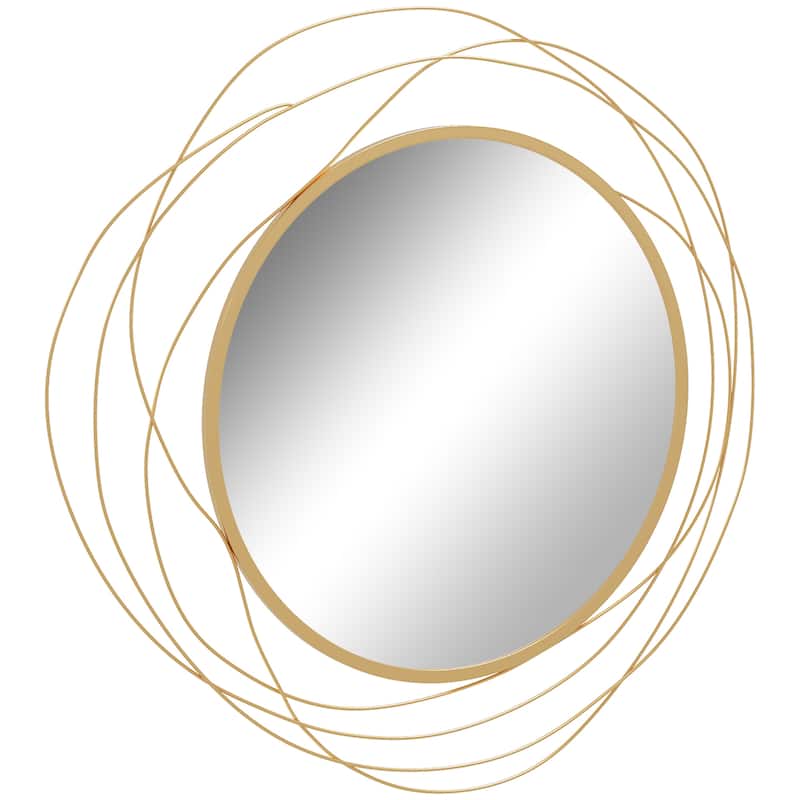 Modern Metal Wall Art Mirror Decor for Living Room Bedroom Dining Room, Gold