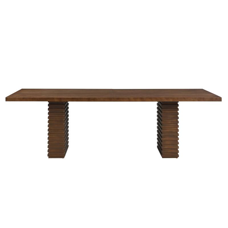 95 Inch Dining Table Solid Wood Modern Design Seats 8 Double Pedestal Base