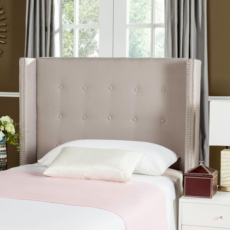 SAFAVIEH Rengin Taupe Upholstered Tufted Wingback Headboard (Twin) - Taupe - Twin