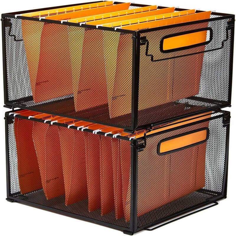 Metal File Holder Filing Box Black - Black