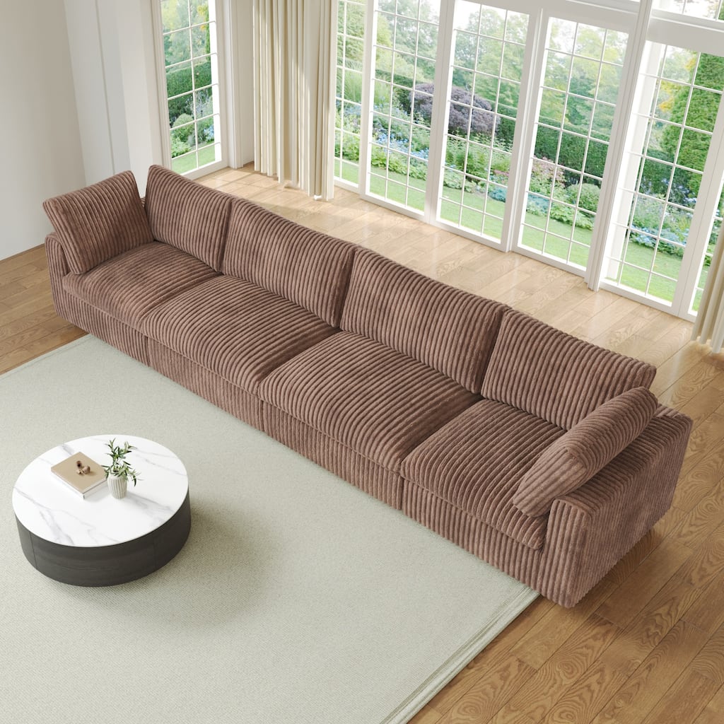 157.48" Soft Plush Modular Sectional Sofa 4-Seater Upholstered Living Room Couch