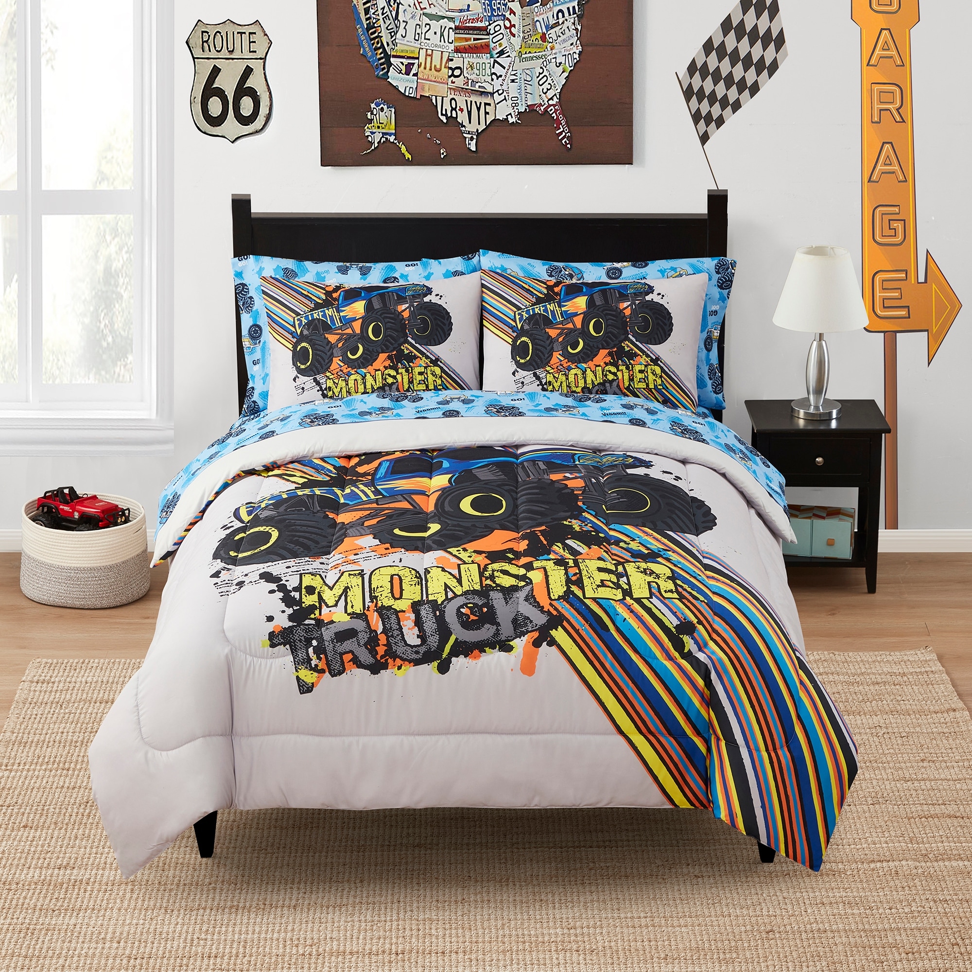 Kids Monster Truck Bed in a Bag Comforter Sham Sheet Set On Sale Bed Bath Beyond 38416012