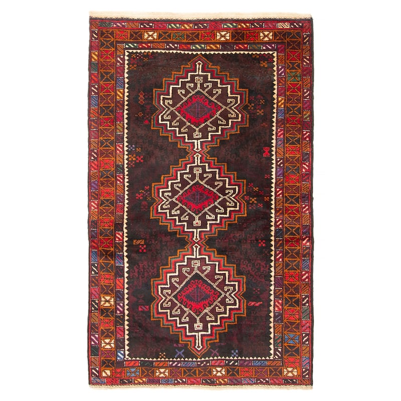 ECARPETGALLERY Hand-knotted Teimani Navy Wool Rug - 3'7 x 6'0 - 3'7 x 6'0 - Navy