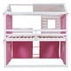 preview thumbnail 13 of 17, Pink+White Full Size Solid Wood House Bunk Bed with Tent, Ladder, and Fence
