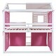 preview thumbnail 33 of 37, Pink & White Full Bunk House Bed with Tent - Fun & Functional for Kids