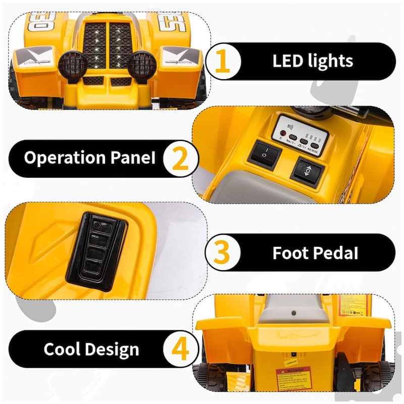 6V Kids Ride On Electric ATV with LED Headlights