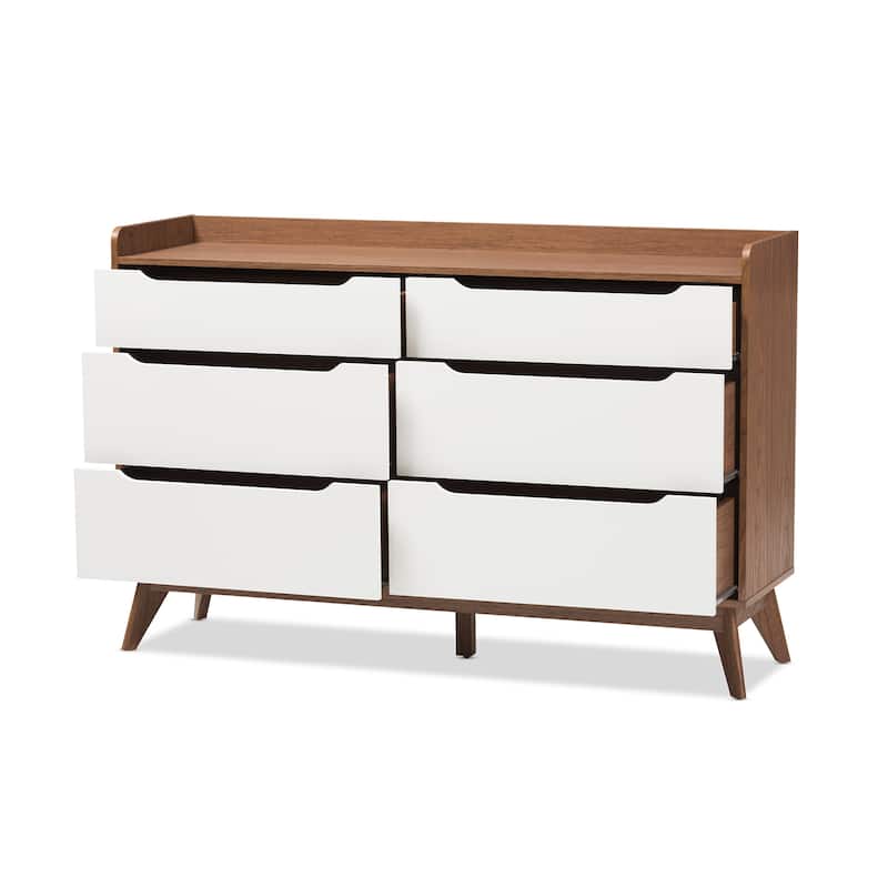 Carson Carrington Borlange 6-drawer Mid-century White/Walnut Chest
