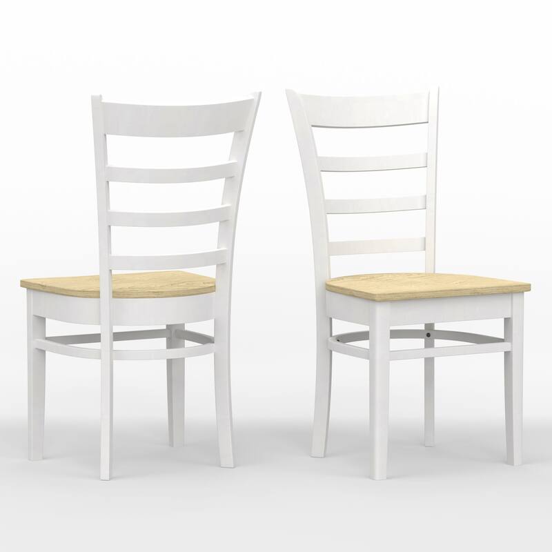 5-Piece Dining Set, 48" Rectangle Wood Table and Slat Back Chairs