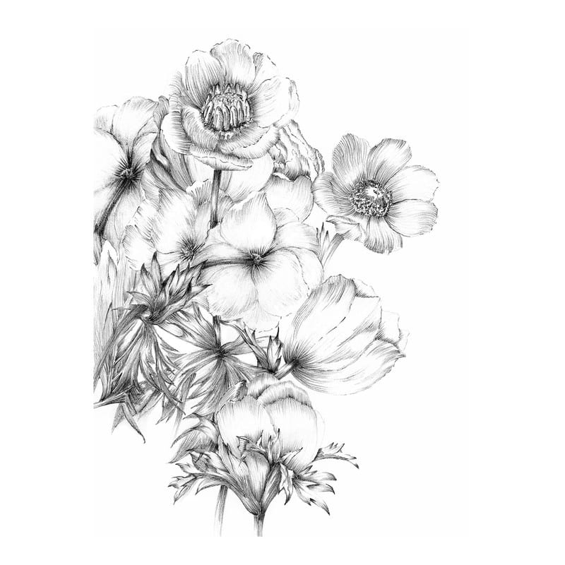 Komar Embroidered Flowers Wall Mural